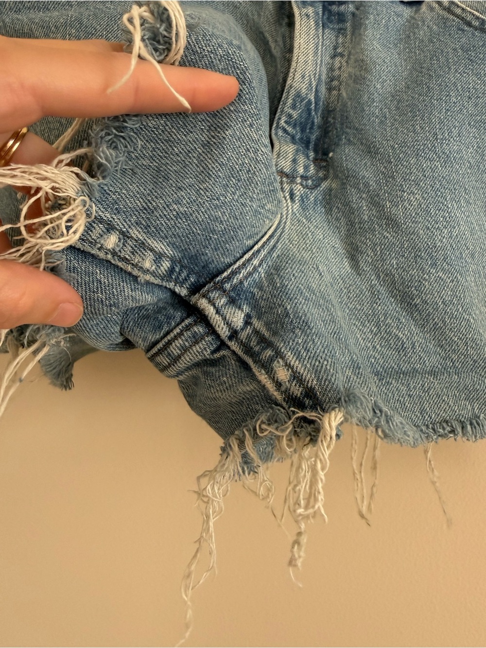 Lee Light Blue Frayed Hem Denim Vintage Shorts Women’s 28 - Picture 4 of 10